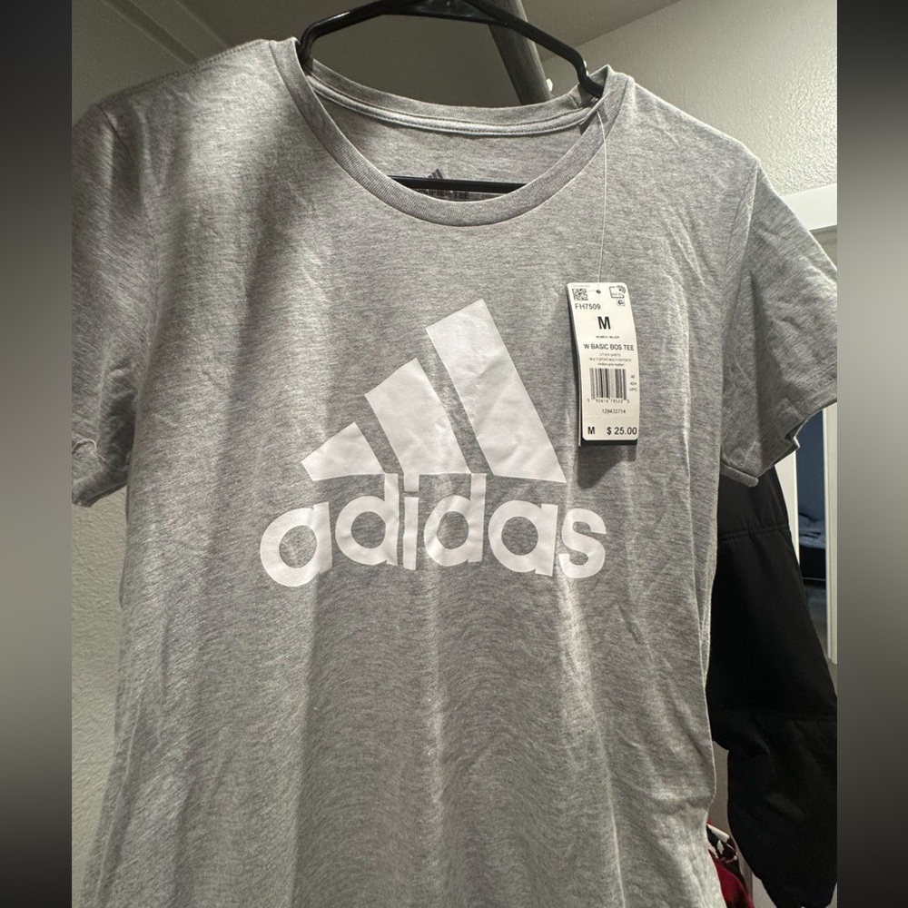 adidas Heather Gray Tee with White Logo
